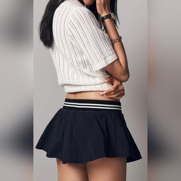 Daily Practice by Anthropologie Baseline Skort, Black w White Accents, XL - Picture 1 of 10